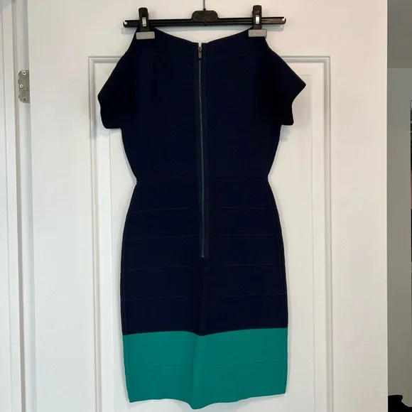 BCBG MaxAzria Kisha Dress in Navy Teal. Bodycon Dress, Size Small - Picture 4 of 7